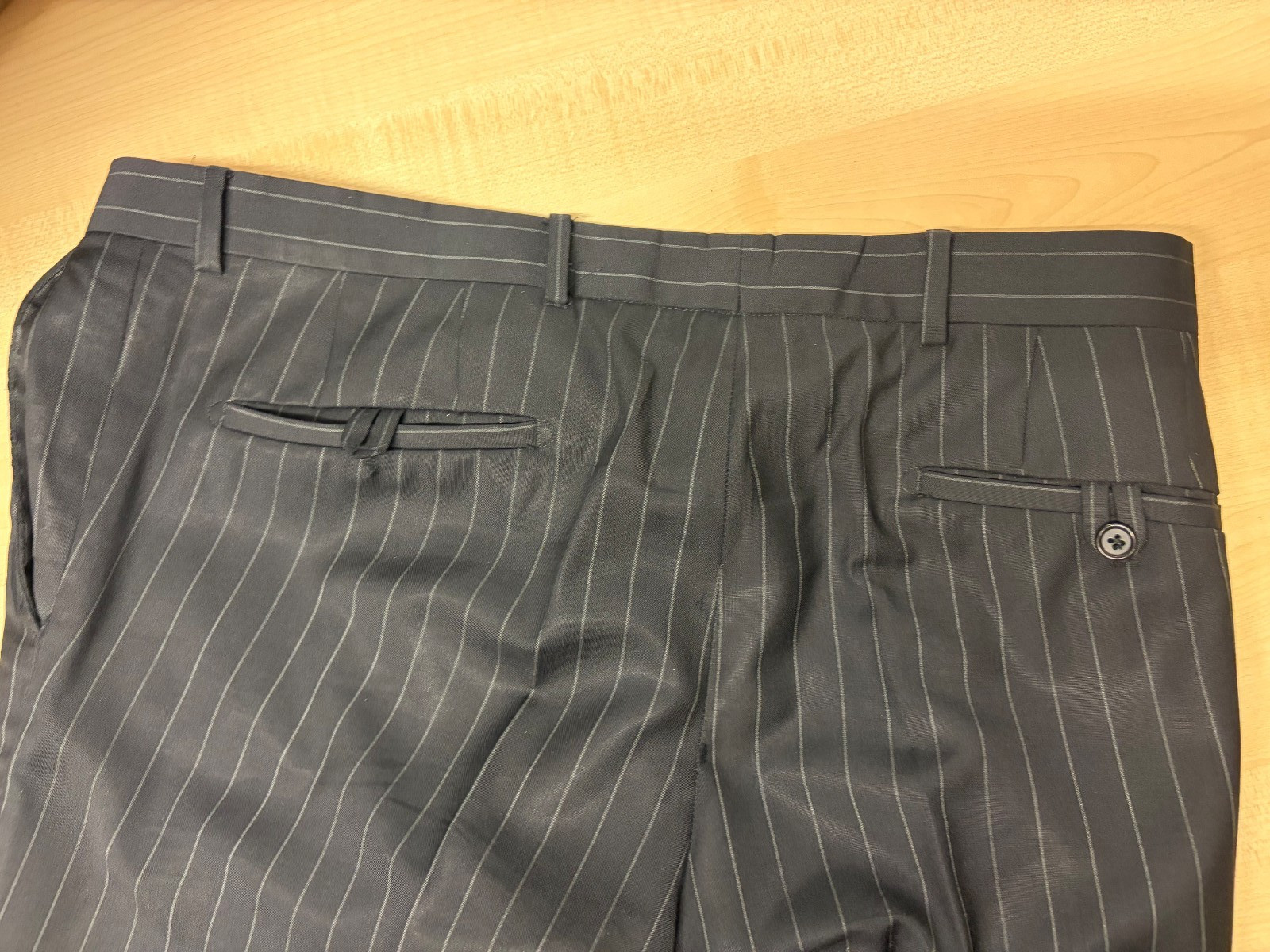 Tommy Hilfiger men’s suit business black with pinstripe, size 52