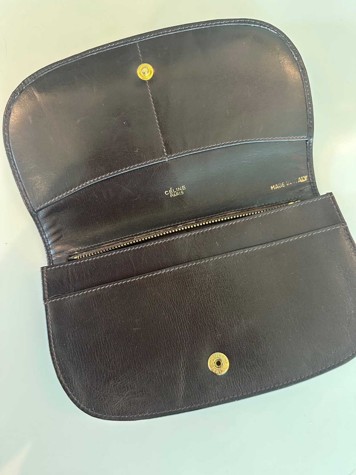 Celine Horse carriage monogram brown clutch