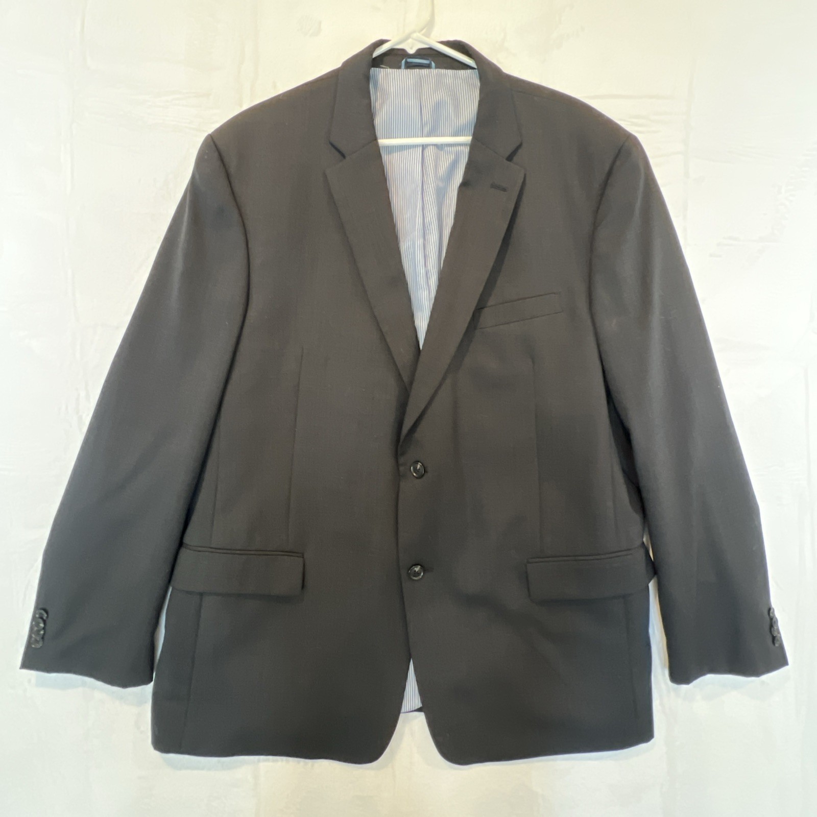 Tommy Hilfiger Sport Coat Suit Jacket Men’s Size 48L Suit Black Worsted Wool