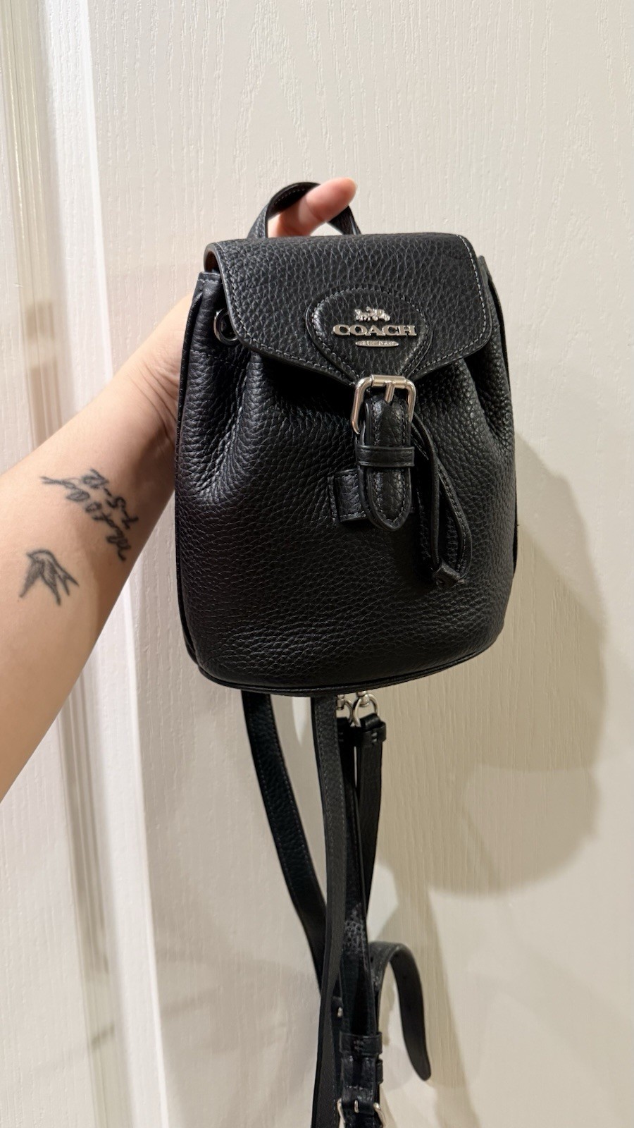 Coach CL408 Amelia Convertible Mini Backpack Black Pebble Leather EUC