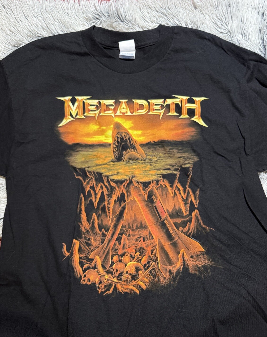 Megadeth Warhead Shark Promo Vintage Shirt Large Tennessee River Tour Tee 90s