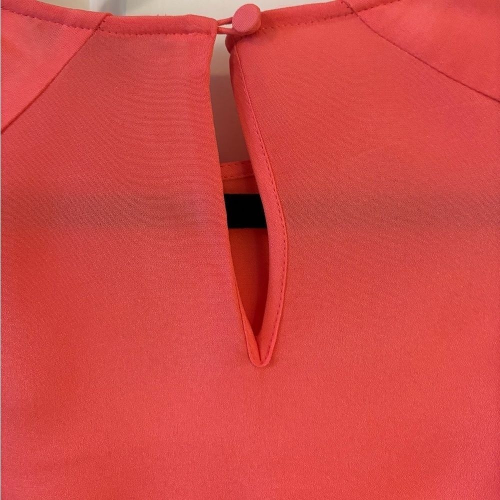 J.Crew 100% Silk Coral Red Blouse Size 2 Ruffle Sleeve Tomato Red Top Workwear