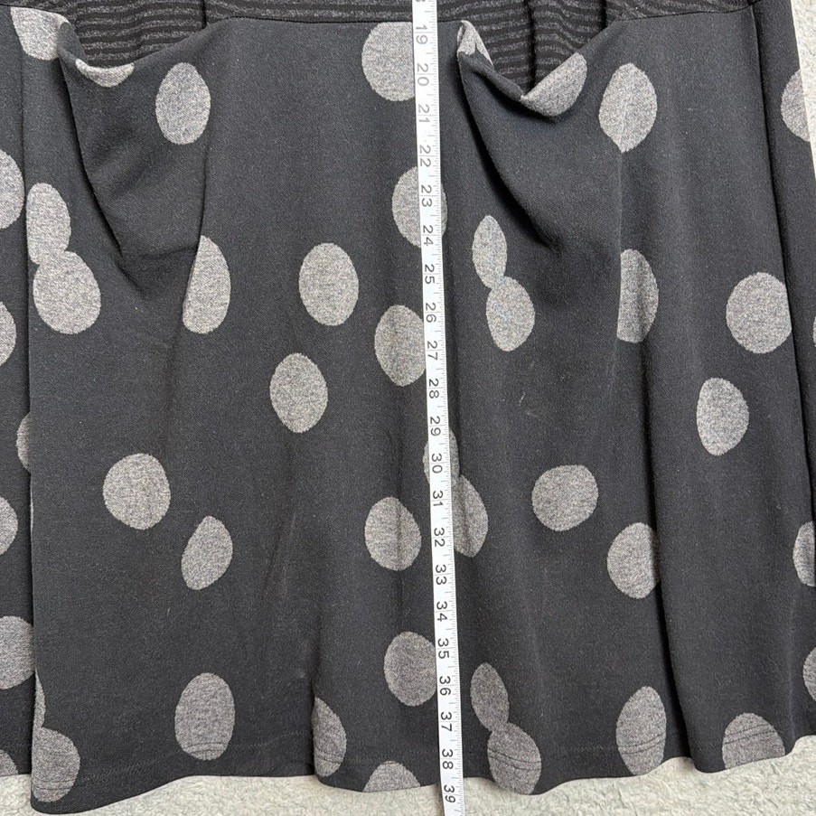 Alembika Fallon Shift Dress Size 1 Stripes Polka Dots Gray Black Lagenlook Style