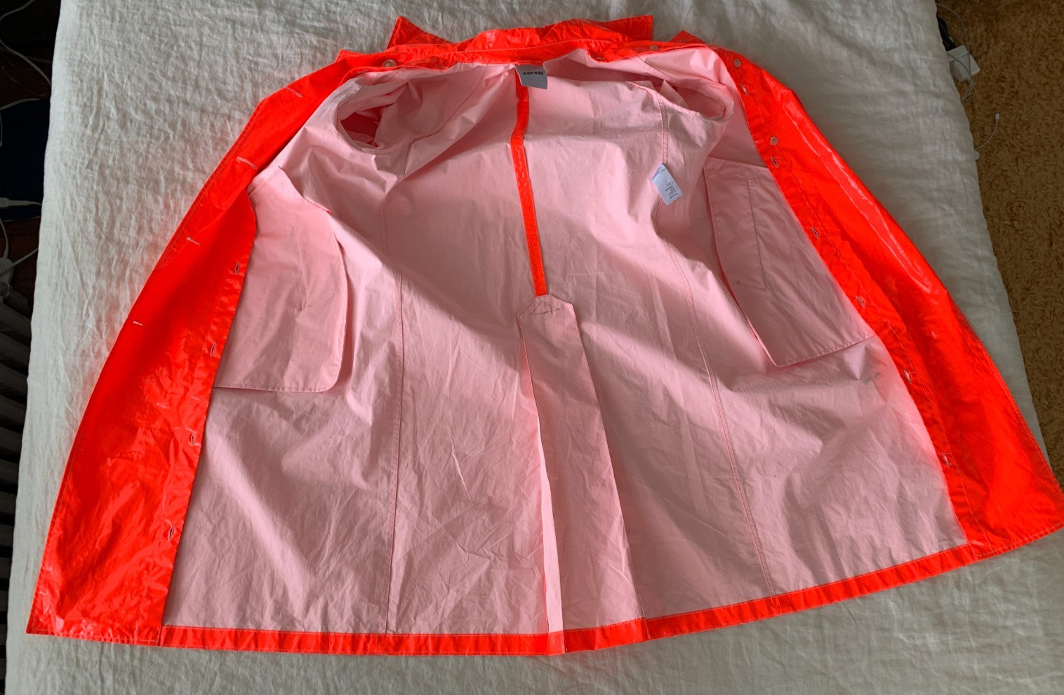 Aspesi Long Raincoat Bright Orange with Removable Insulated (Thermore) Lining