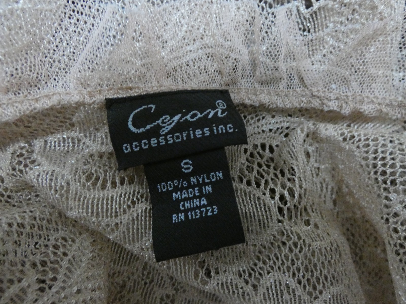 VTG Cejon Women’s S Taupe Lace Cropped Tie Front Shawl Semi Sheer Y2K Bolero