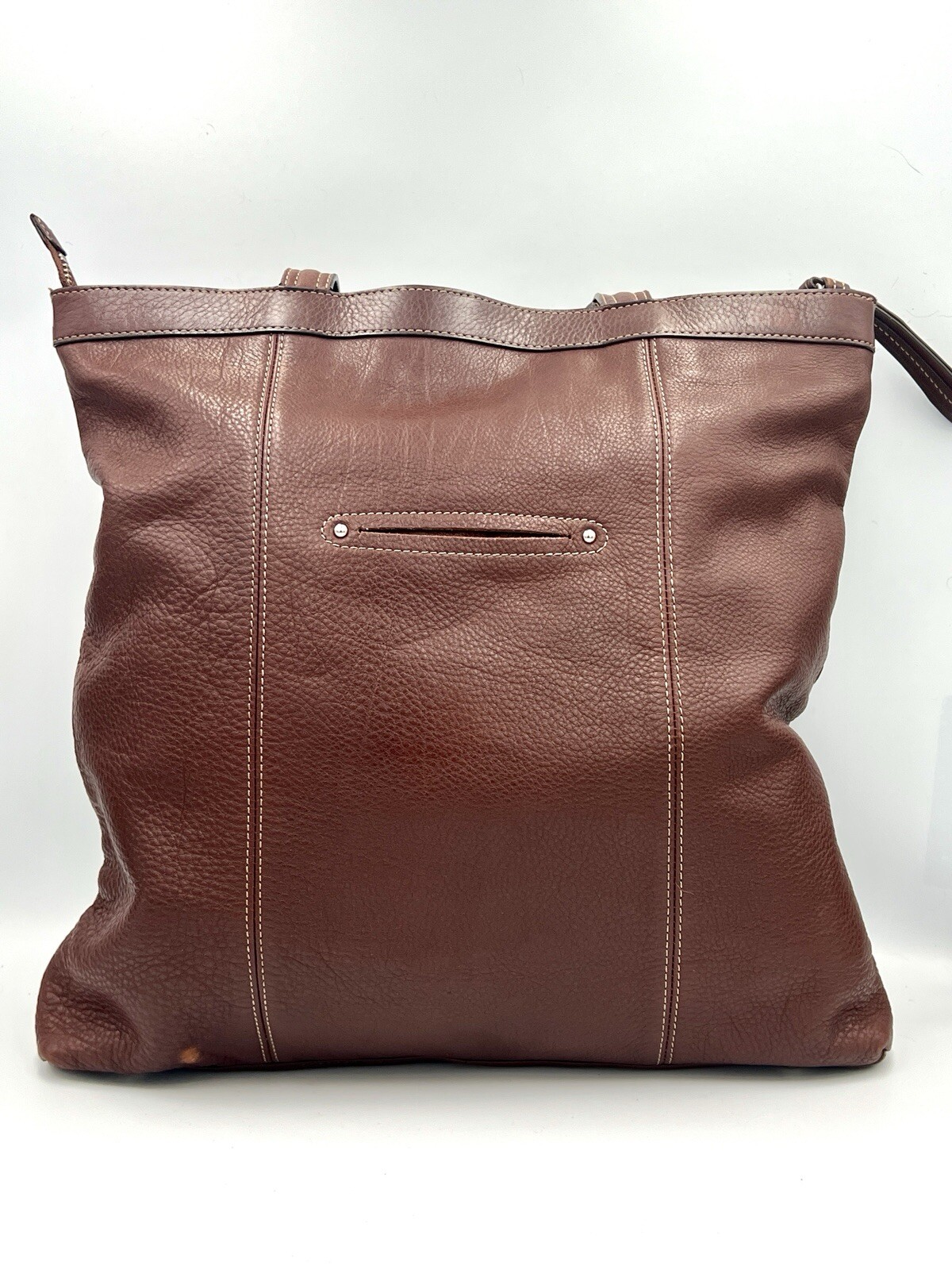 B. Makowsky Brown Leather Large Shoulder Handbag Purse