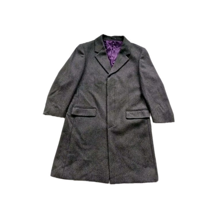 Richard Paul Menswear Grey Wool Blend Warm Winter Midi Overcoat Coat. Size UK XL