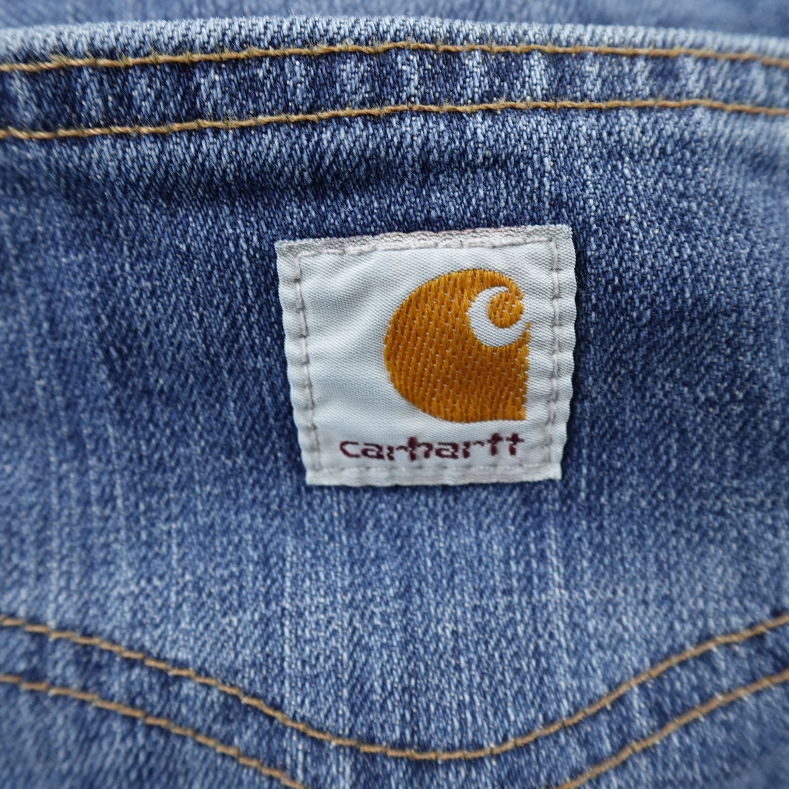 Carhartt Jeans Womens 22 Dark Blue Denim Pants Relaxed Straight Workwear Stretch