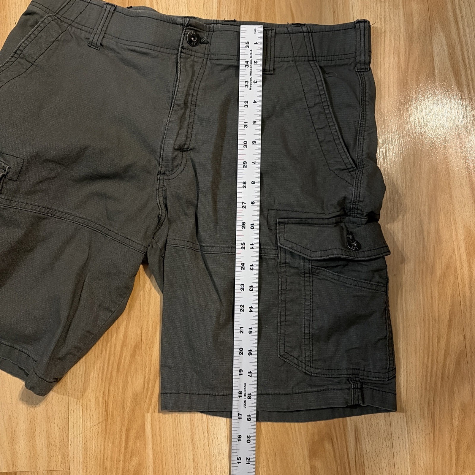 Lee Extreme Motion Mens Cargo Shorts 34 Gray Stretch Utility Pockets 6