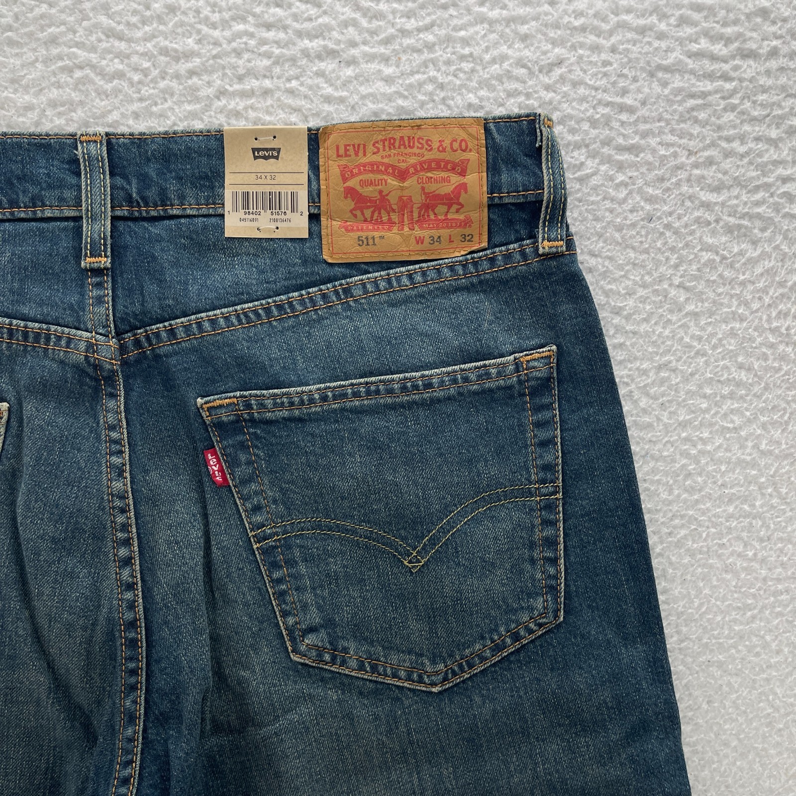 Levis 511 Jeans Mens 34×32 Blue Slim Fit Dark Wash Stretch Preppy Grunge NEW