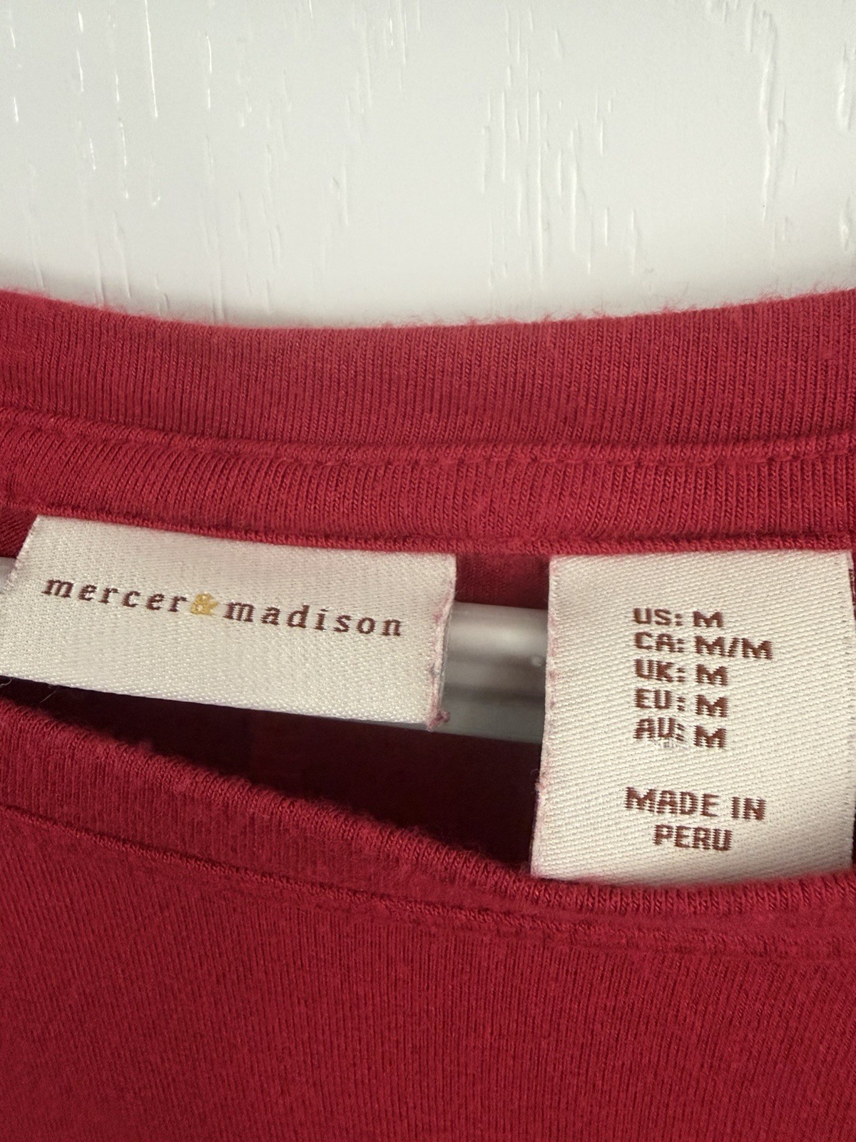 Mercer Madison Vibrant Red Top/Dolman Sleeves Gathered Hem Size M