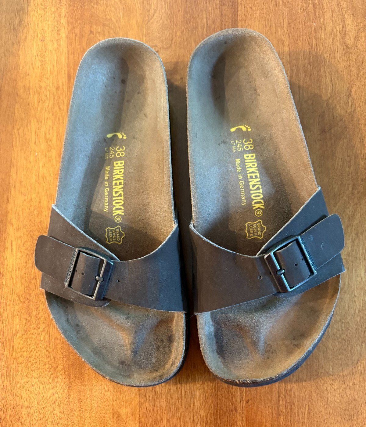Birkenstock Madrid Sandals, Birko-Flor Nubuck Brown Women’s 38