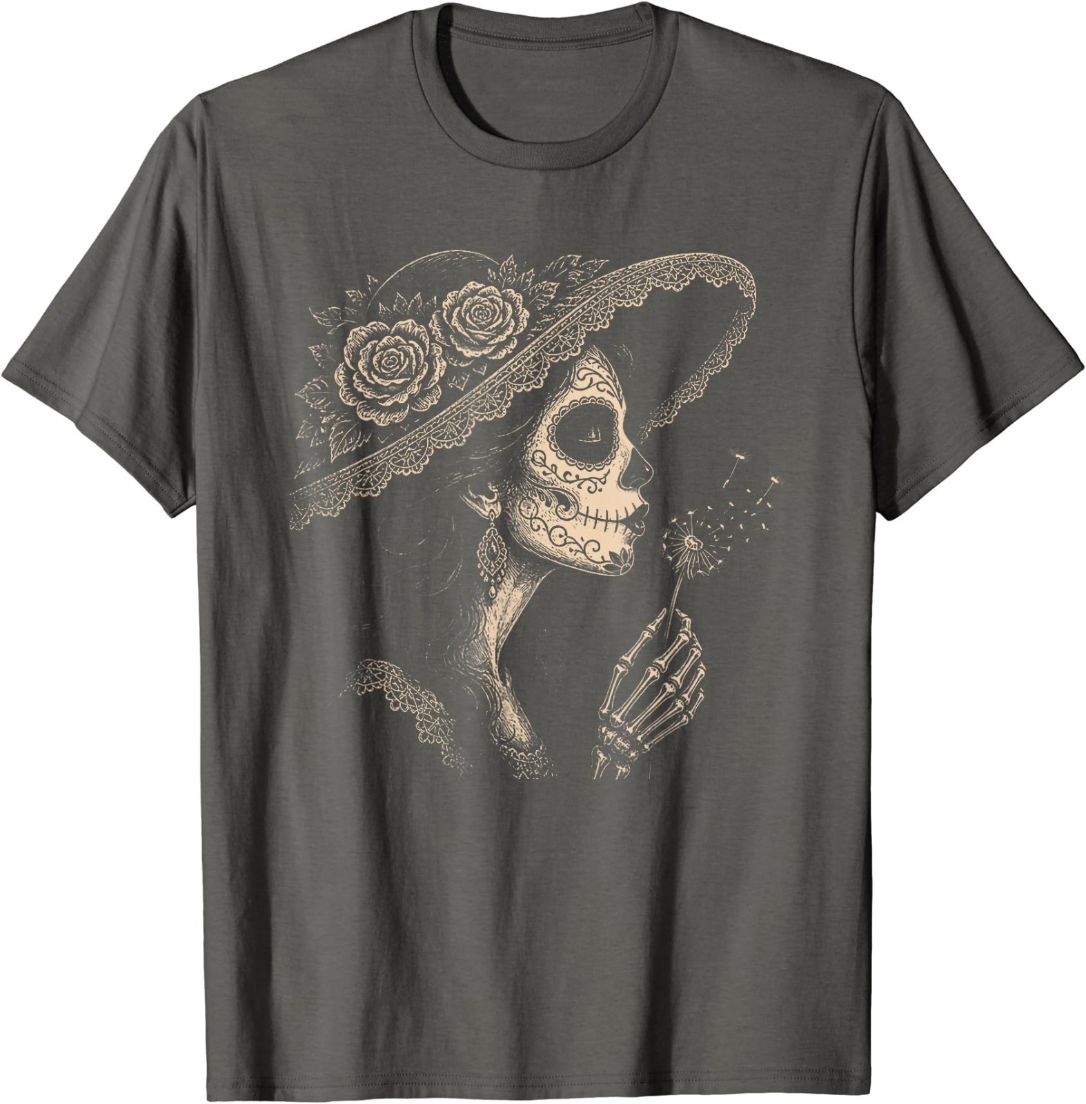 la Catrina Blowing Wishes Dandelion T-Shirt