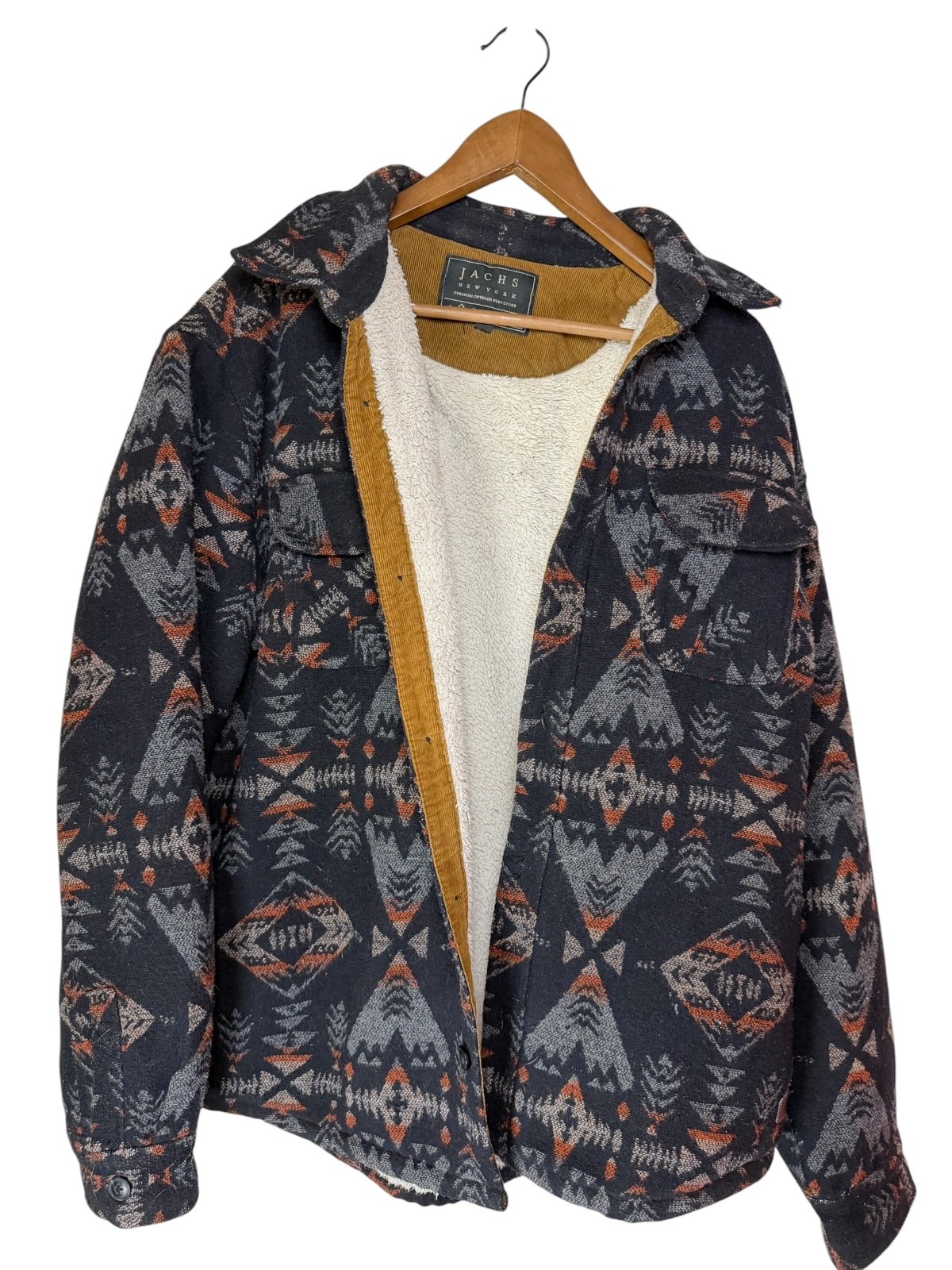 Jachs New York Sherpa Lined Aztec Jacket Shirt Mens XL Western Shacket