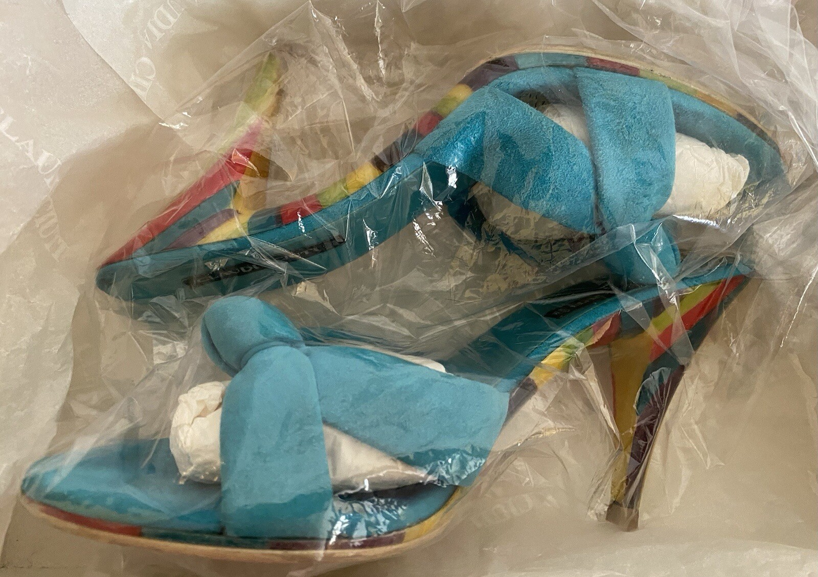 C.2005 Claudia Ciuti Nova Turquoise Suede Slide – Size 7