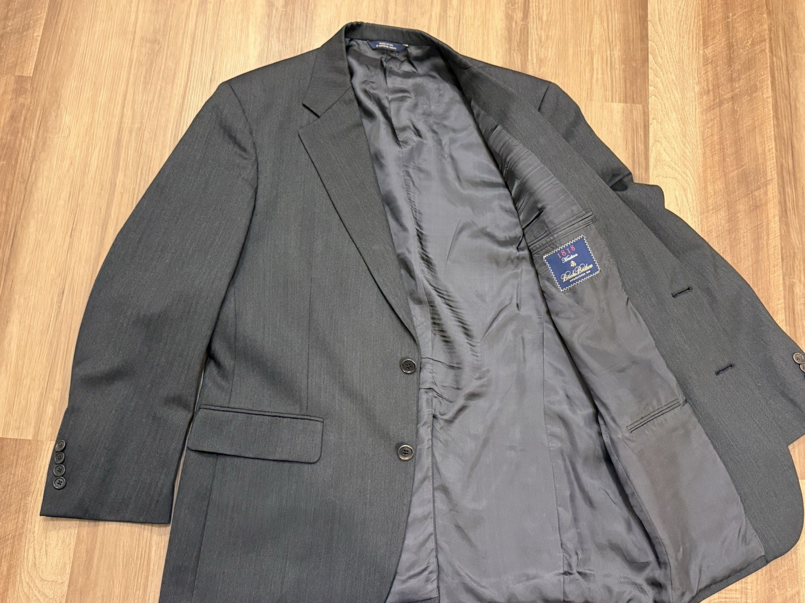 Brooks Brothers Saxxon 1818 40R Black Herringbone Wool Blazer Sport Coat