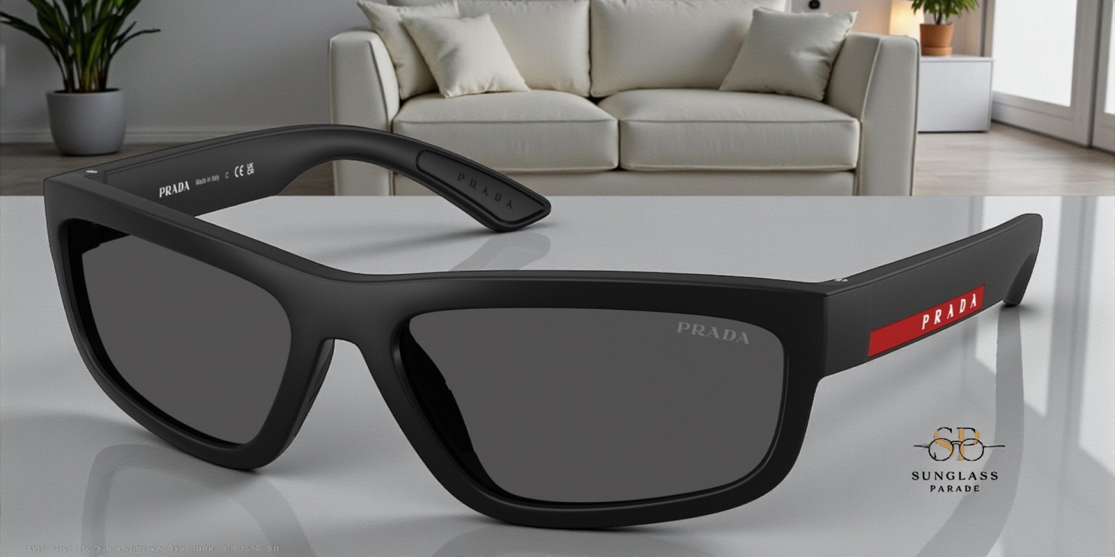 PRADA LINEA ROSSA PS 05ZS DG006F Black Rubbered Dark Grey 59 mm Men’s Sunglasses