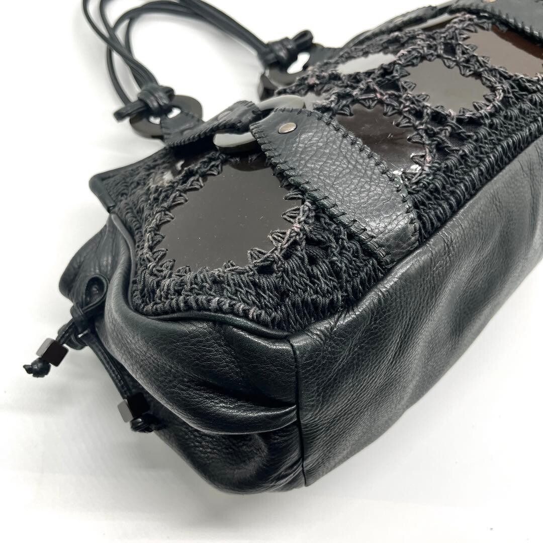 JAMIN PUECH Handbag Art Bag Leather Black Authentic From Japan