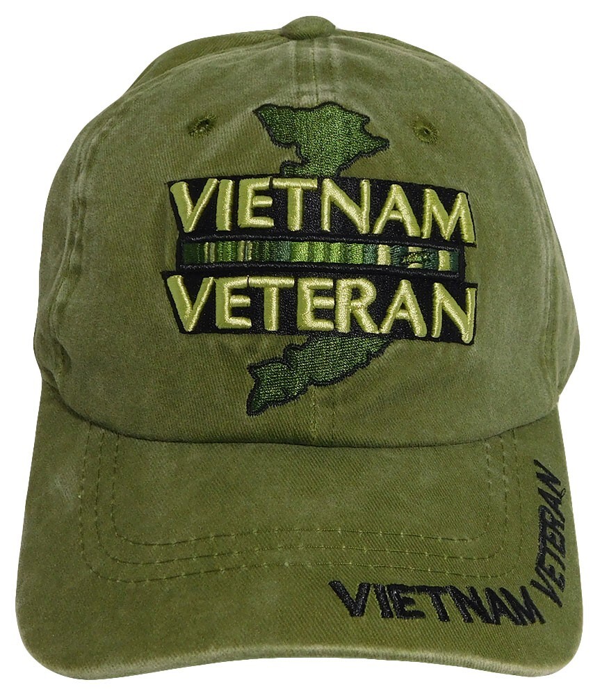 Vietnam Veteran Hat / Washed OD Green Baseball Cap OFFICIALLY LICENSED