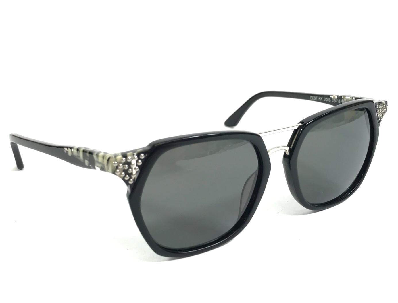 BOZ Sunglasses DESTINY 0005 Black Ivory with Pins Frames with Dark Gray Lenses