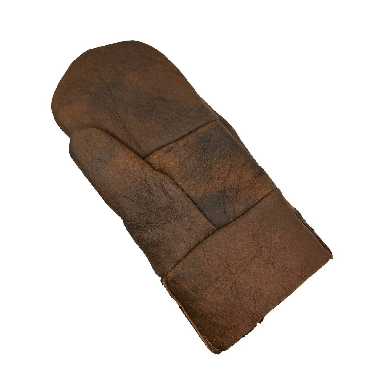 Vintage Men’s Women’s Genuine Shearling Sheepskin Leather Mittens Fur Gloves
