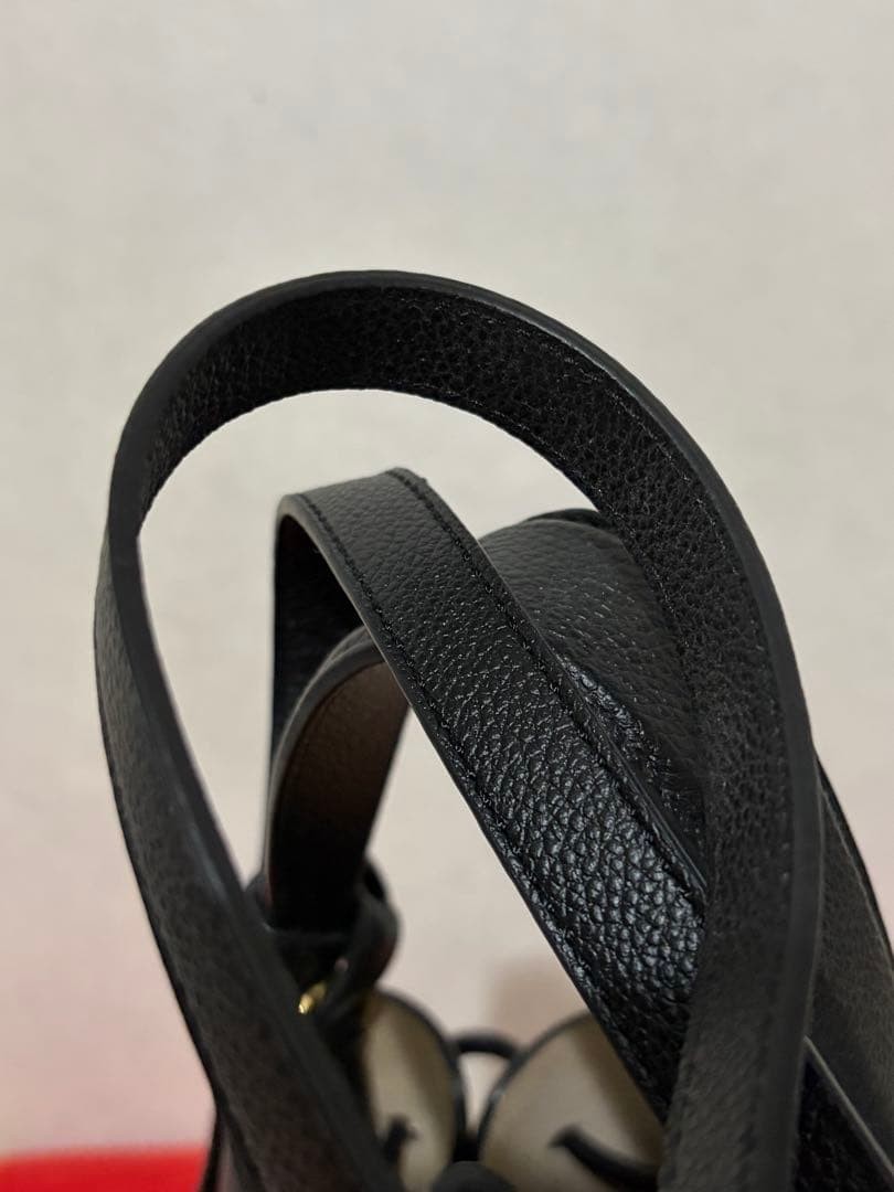 POLENE Black Leather Shoulder Bag from Japan