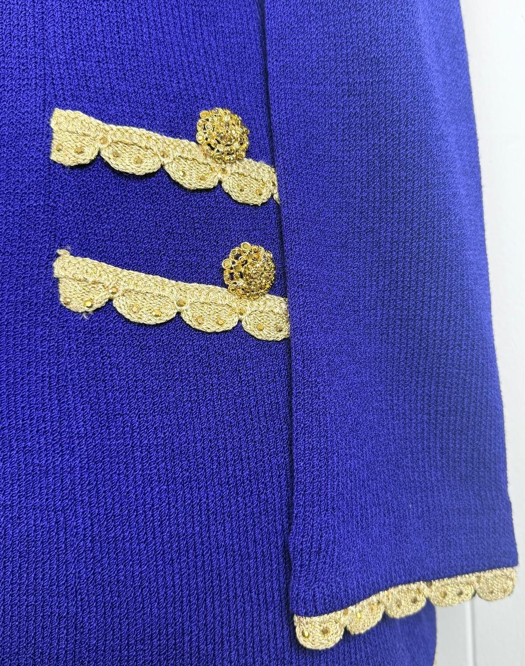 ST.JOHN EVENING 3 PIECE JACKET SKIRT SHELL PURPLE GOLD PAILLETTES SIZE 8 10