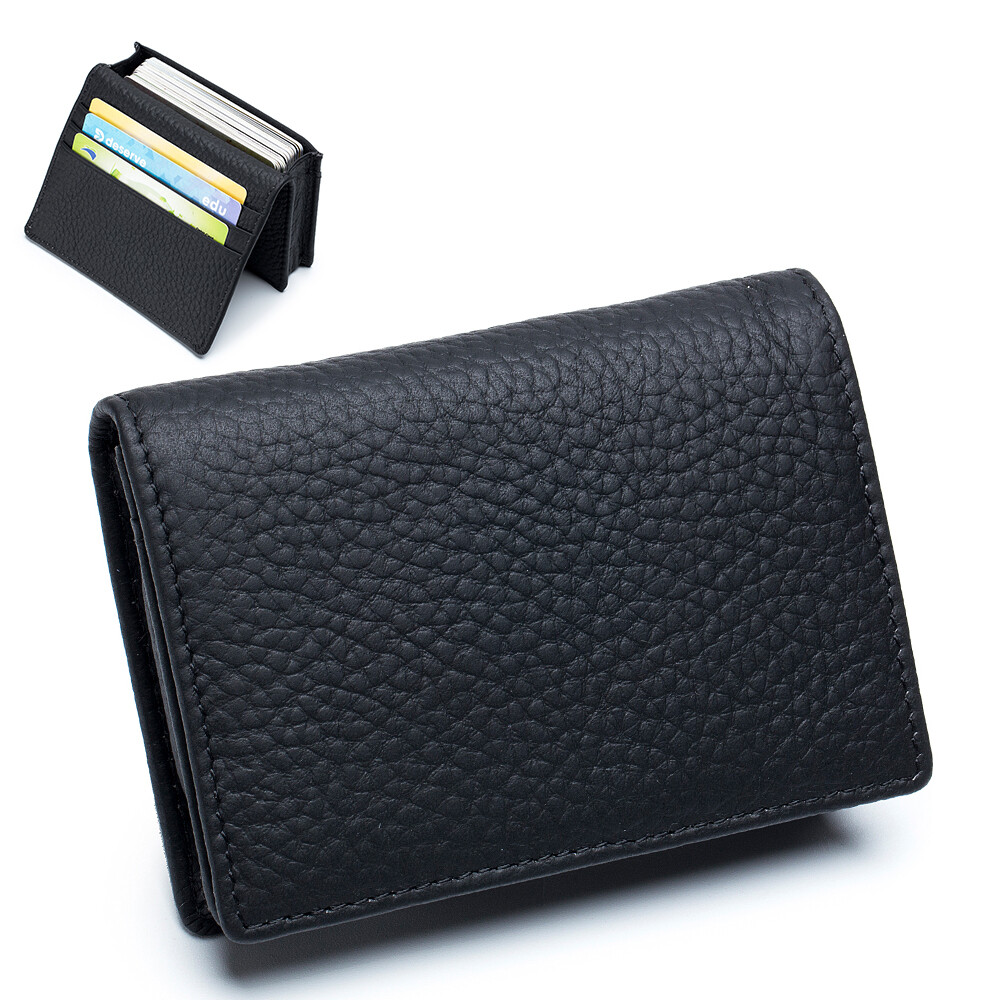 Genuine Leather Business Card Holder for Men Women Card Wallet Coin Pocket Purse
