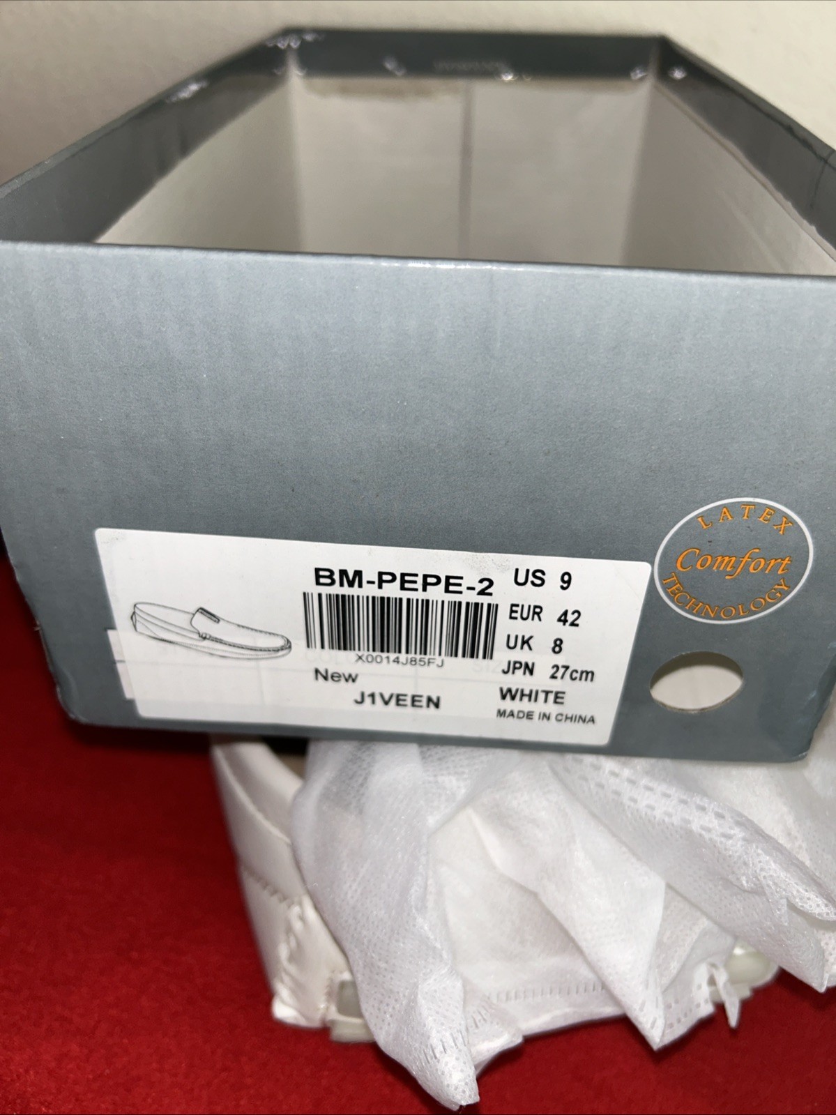Bruno Marc New York White Loafers Size 9 New J1Veen By-Pepe-2 Latex Comfort Tech
