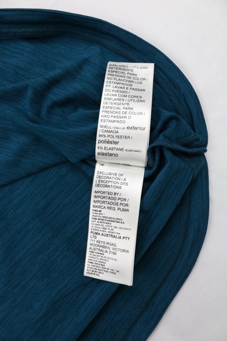 PUMA Womens Short Sleeve Logo Tee Lightweight Blue S Spell Out Logo Crew Neck