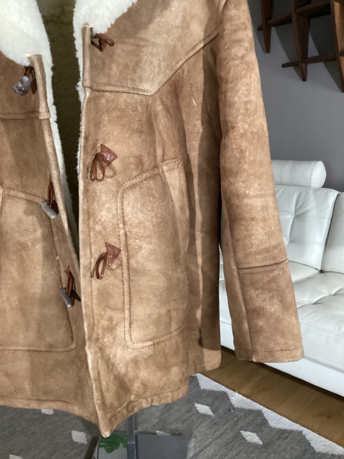 Vintage Men’s Heavy Sheepskin / Leather Western Rancher Plainsman’s COAT sz XL