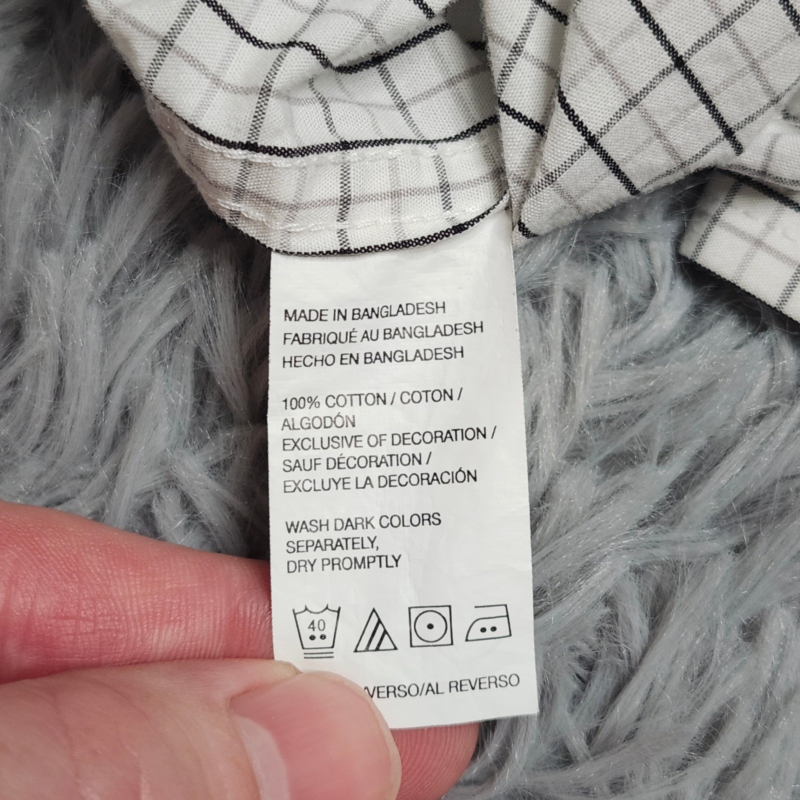 IZOD Button Down Shirt Mens 3XL White Black Gray Check Grid Cotton Long Sleeve