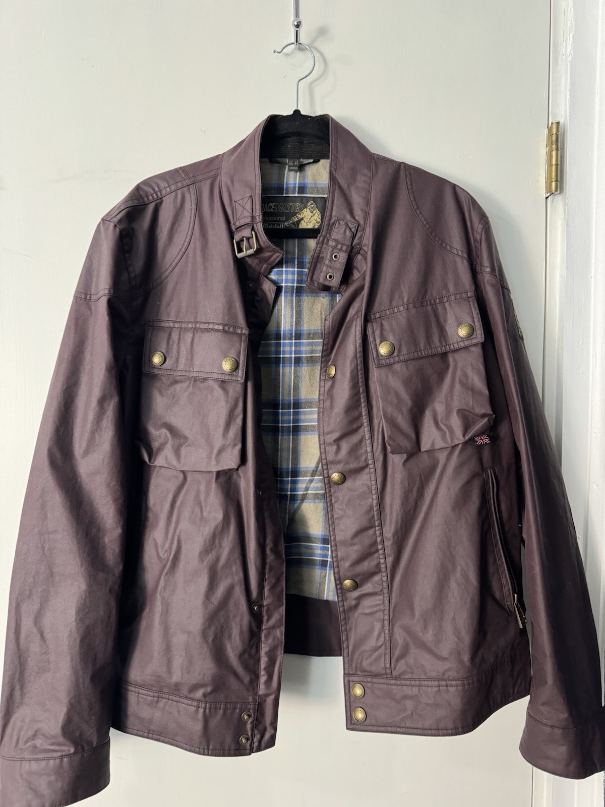 Belstaff Men’s Maroon Racemaster Waxed Cotton Jacket Size 44US