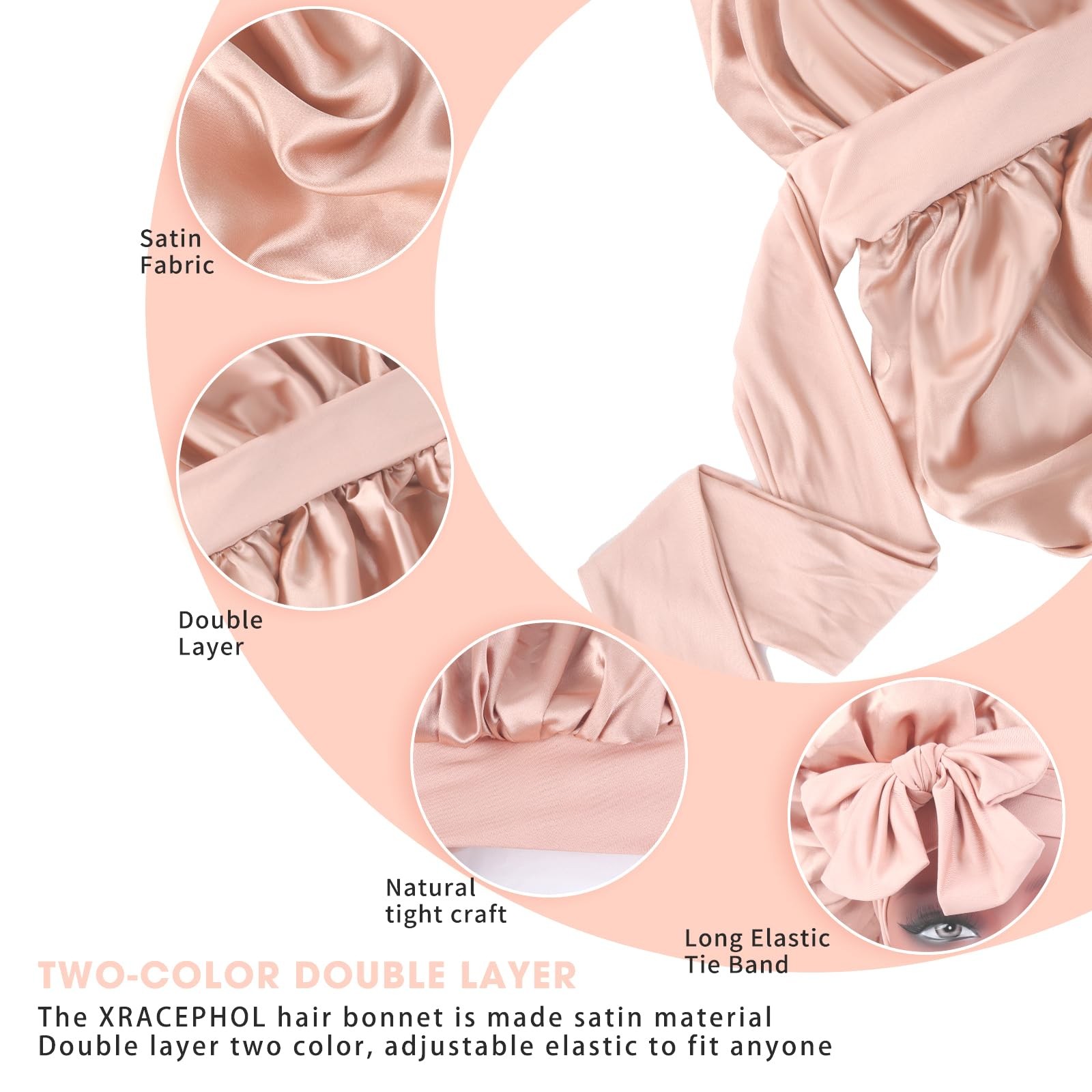 Silk Bonnet for Sleeping Women Double Layer Satin Bonnet Hair Bonet with Elastic
