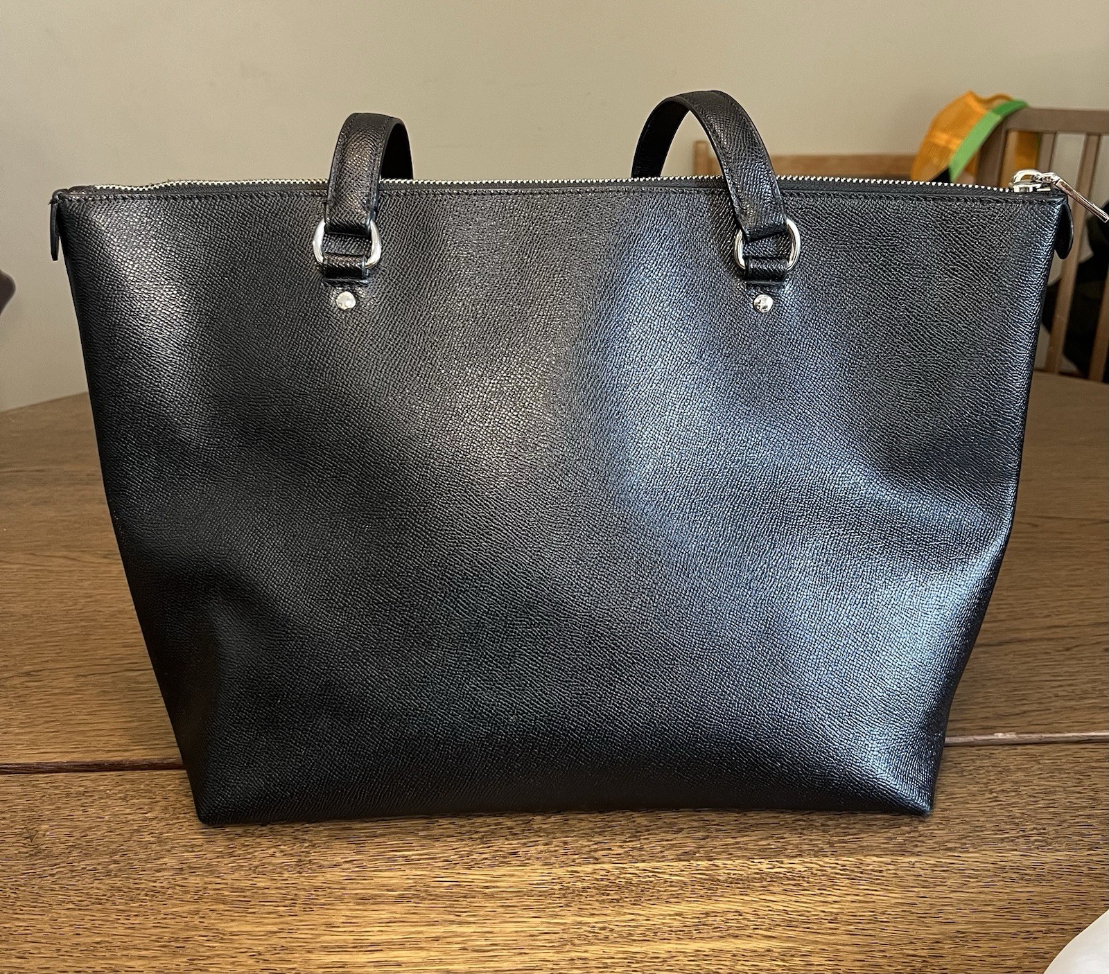 Coach Gallery Tote Bag in Black Cross Grain Leather with Silver Hardware