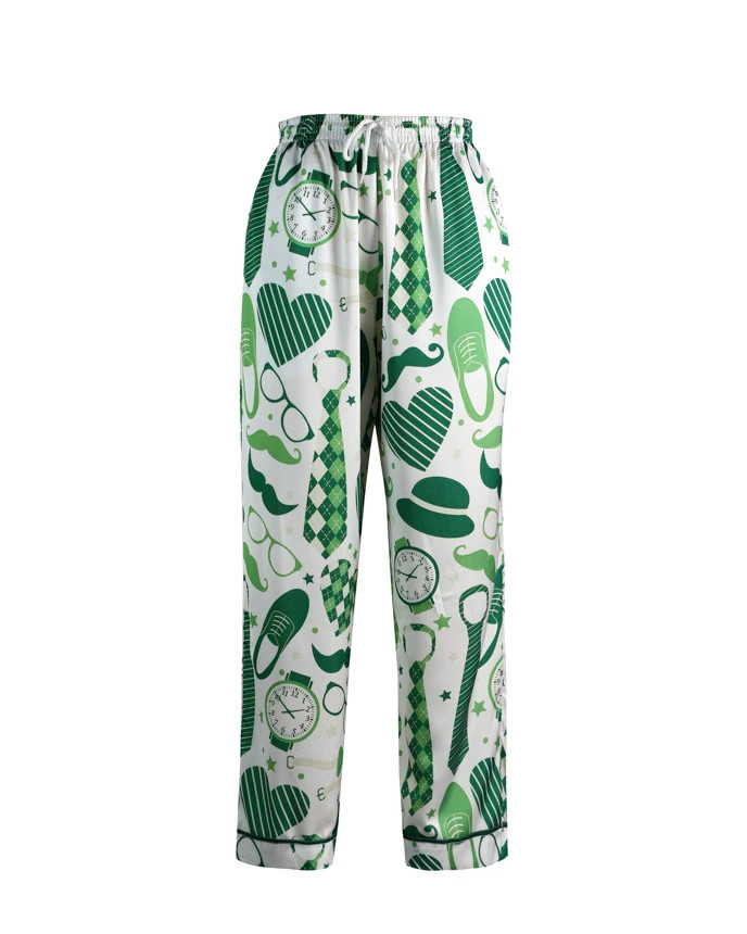 All-Over Print Men’s Satin Pajama Pants, Soft Silky Lounge Sleepwear for Men