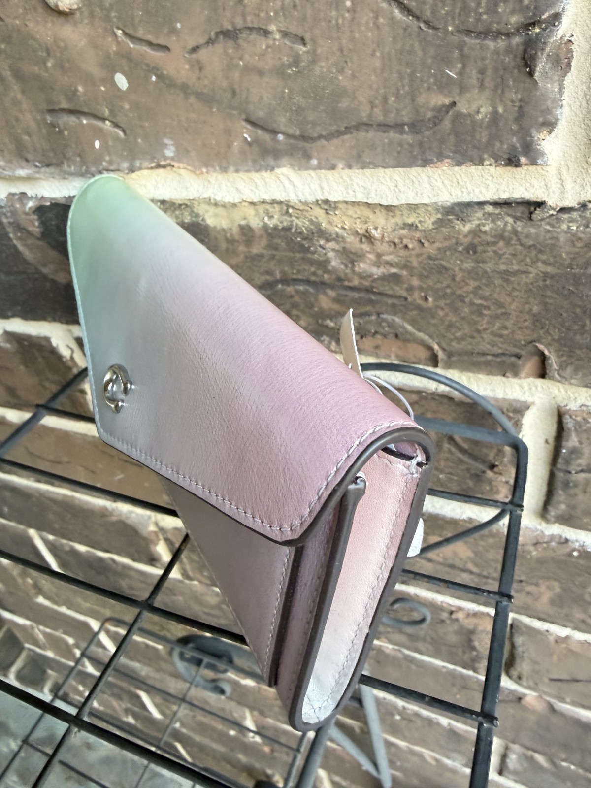 NWT $195 Coach CA262 Wyn Pale Pistachio Multi Ombre Soft Leather Wallet green