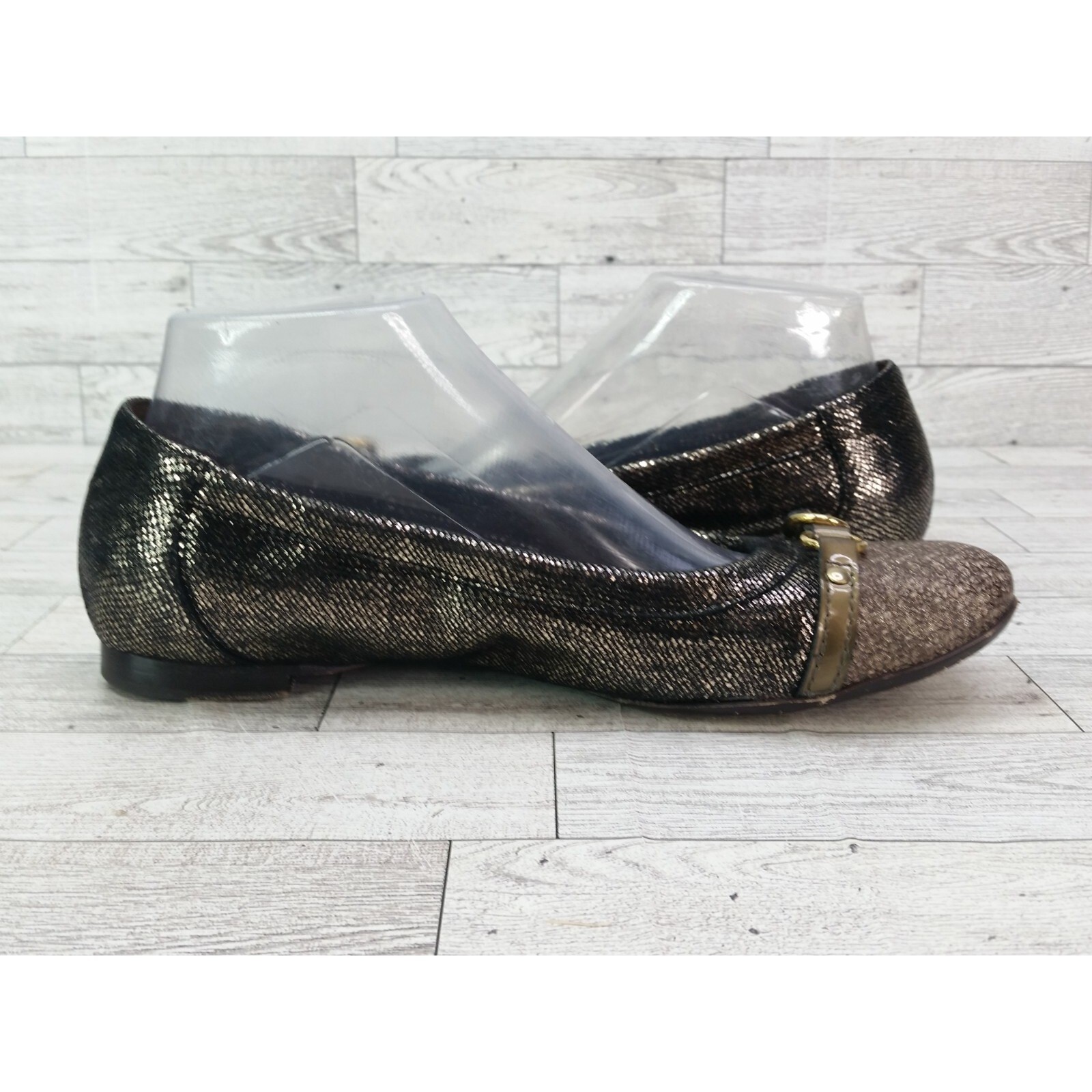 Women’s AGL Monika Flats Leather Cap Toe Flats Shoes Size 38.5 US 8.5 Shimmering