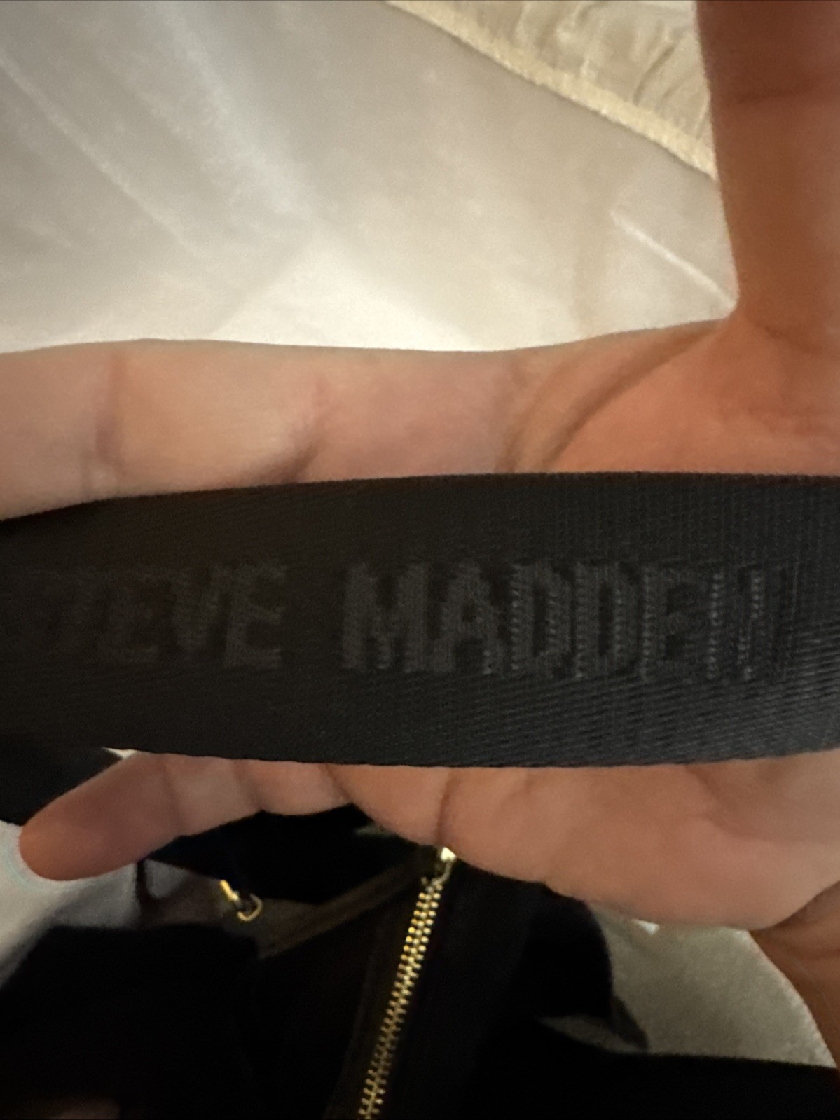 Steve Madden Black Crossbody Bag Quilted, Logo & Zipper Accents