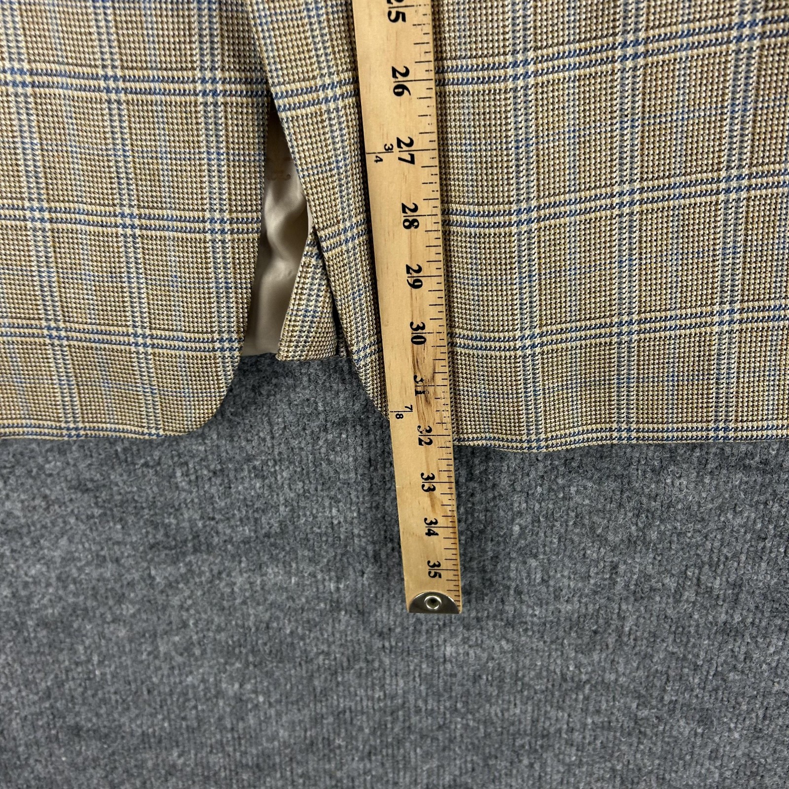Haspel Blazer Men 40 Beige Silk Wool Plaid SportCoat Business Office Meetings
