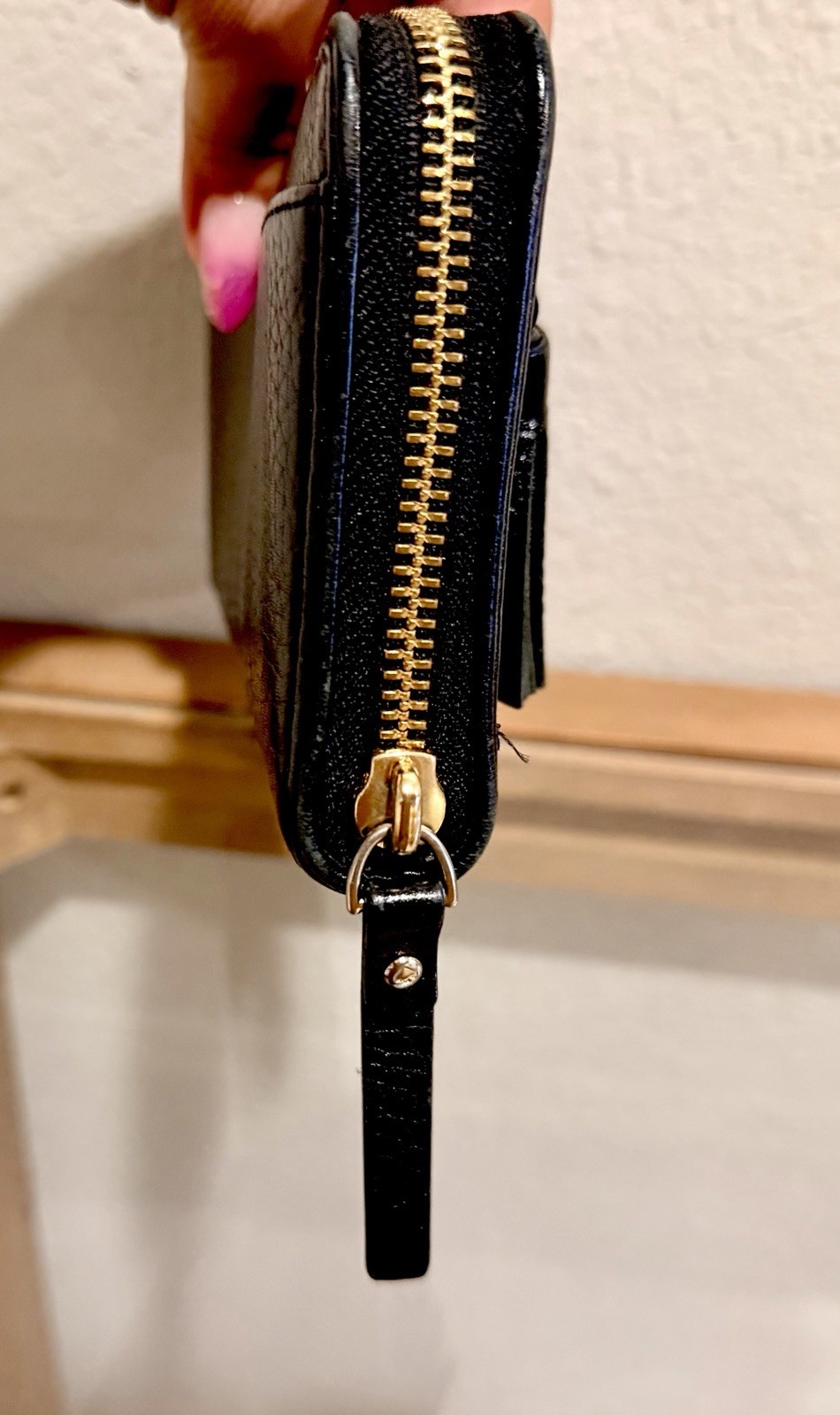 kate spade new york Black Zip-Around Wallet Tassel Logo Women’s Credit Card