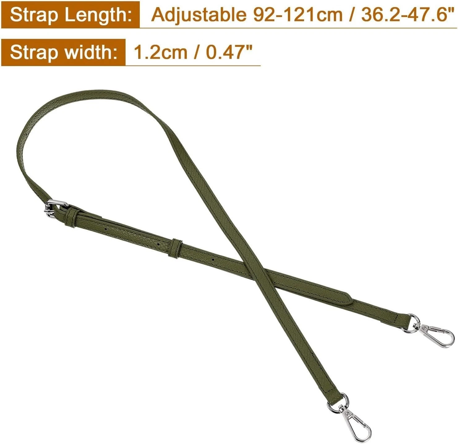 36″ to 47″ Adjustable PU Leather Purse Strap with Silver Hardware Dark Green