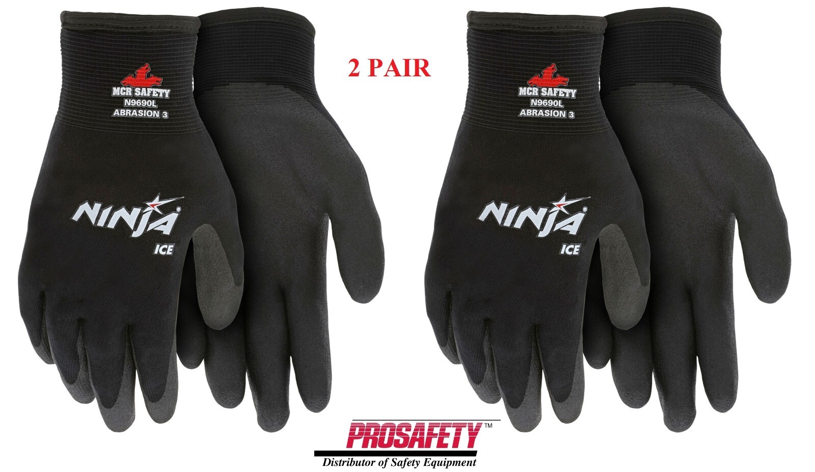 2- Ninja Ice Insulated Cold Weather Warm Winter Safety Palm Coated WORK GLOVES