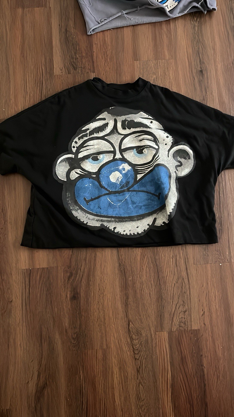 Women’s Cropped Graphic Print Crew Neck Short Sleeve T-Shirt Black Blue White