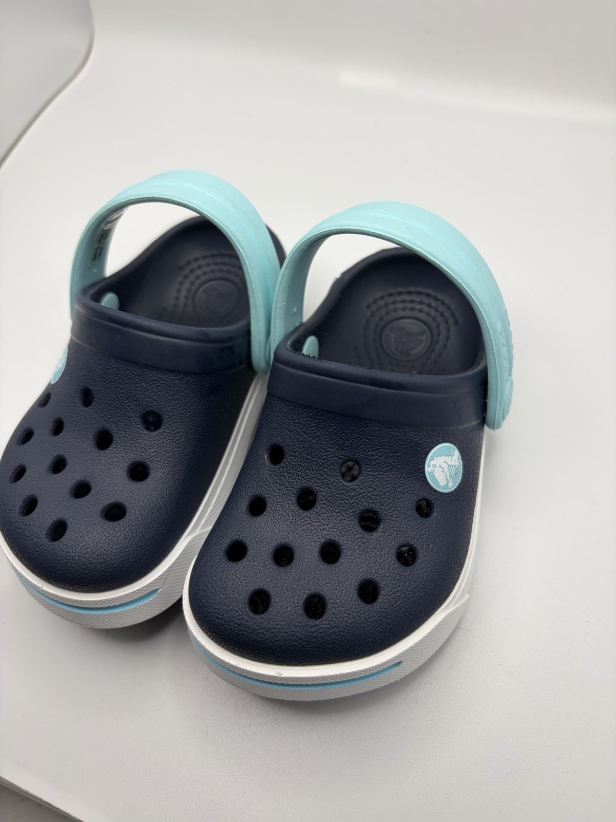 Crocs Crocband Unisex Kids Clog Slip On US 4 Navy/Light Blue/White