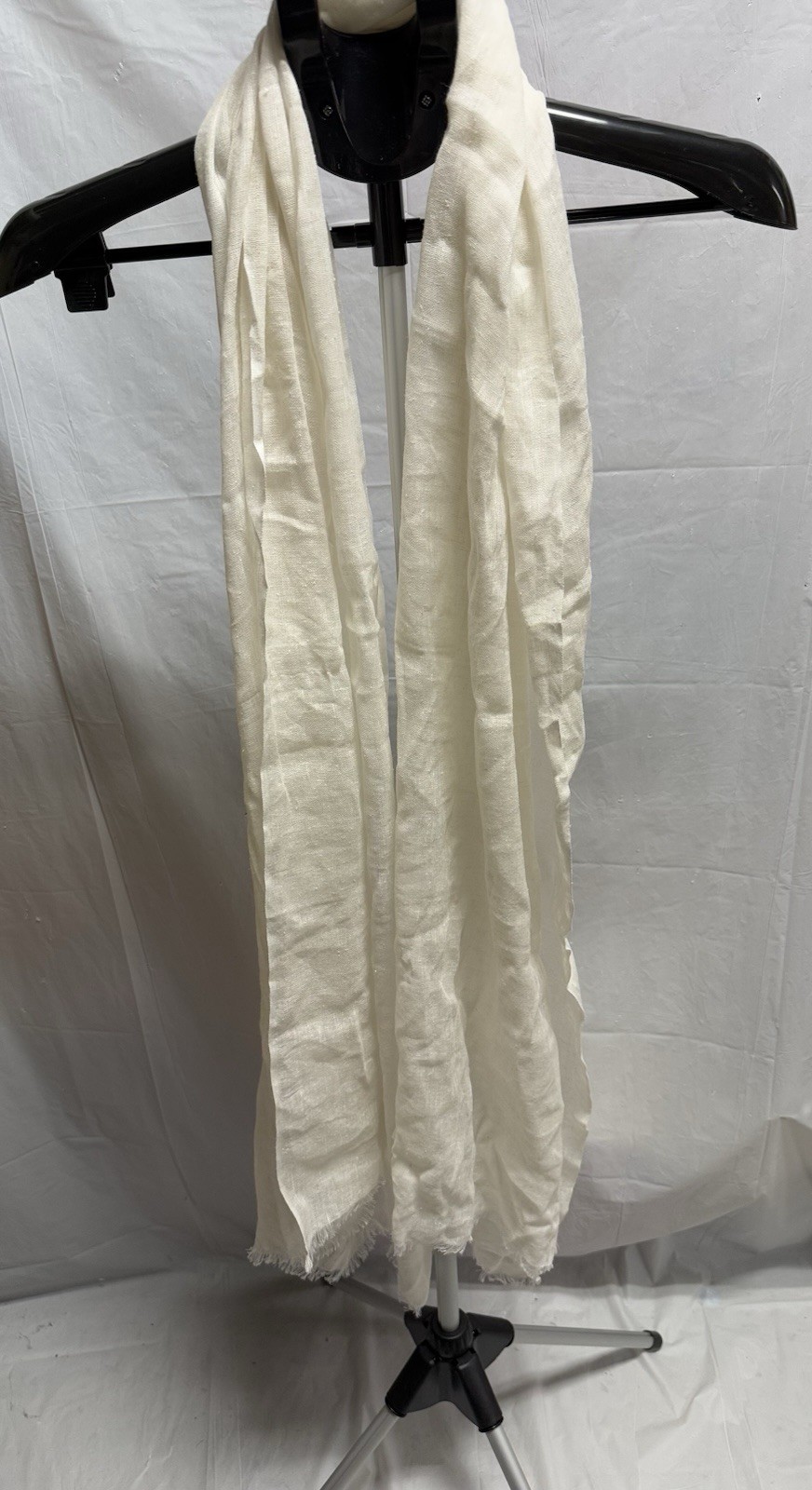 Quince Lightweight Linen Silk Cashmere Scarf Ivory 28×79 One Size