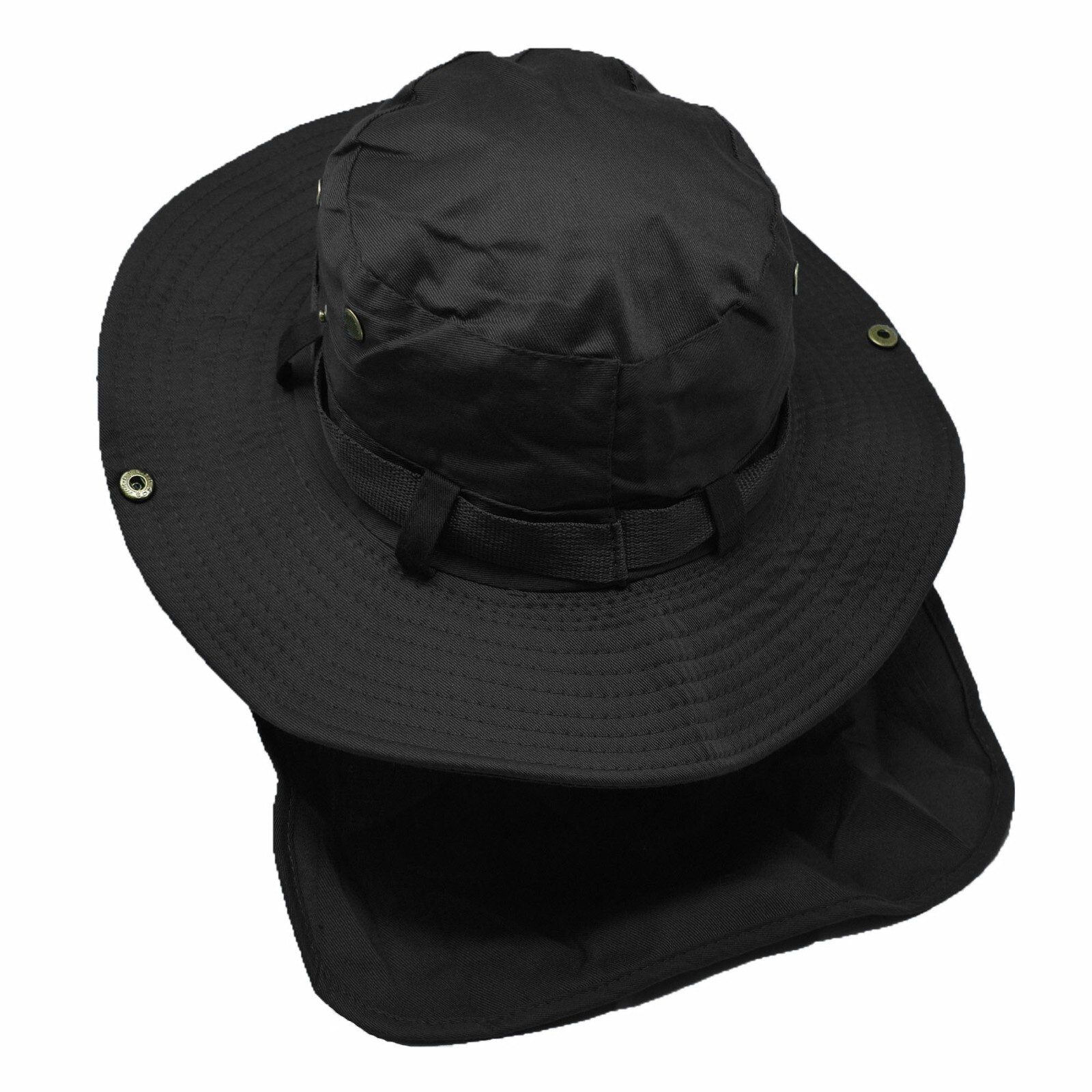 Unisex Bucket Boonie Hat Neck Cover Flap Sun Wide Brim Fishing Solid Outdoor Cap