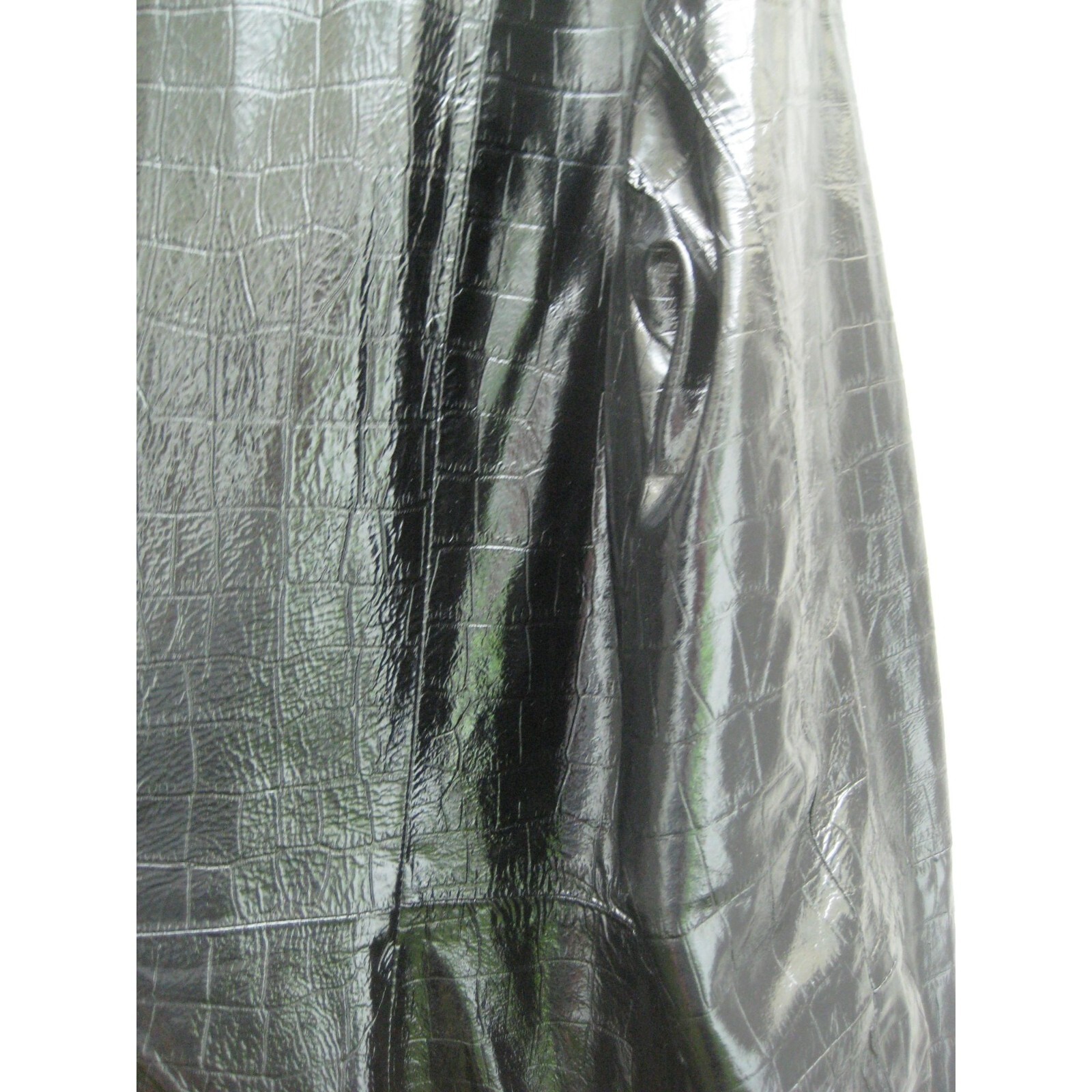 Newport News Jacket Leather Lined Size 12 Black Animal Print Long