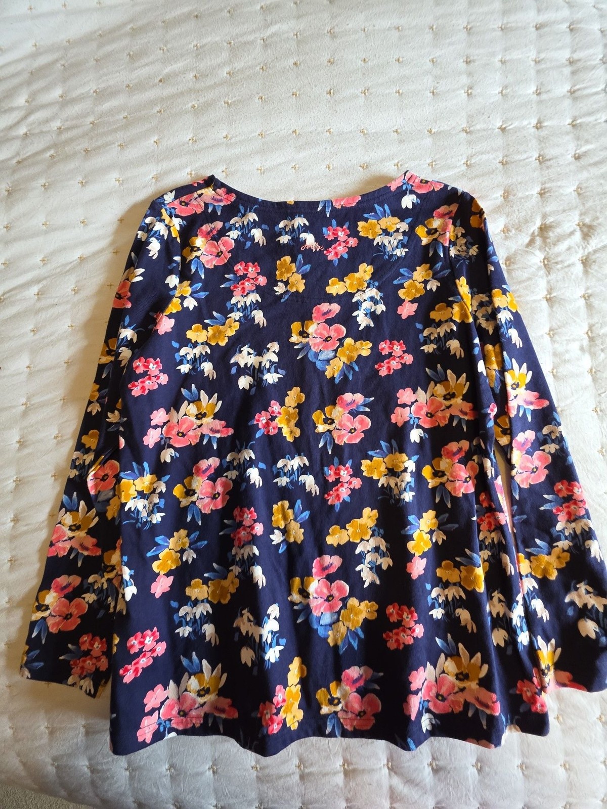 Joules Harbour Print Long Sleeve Jersey Top in Navy Floral