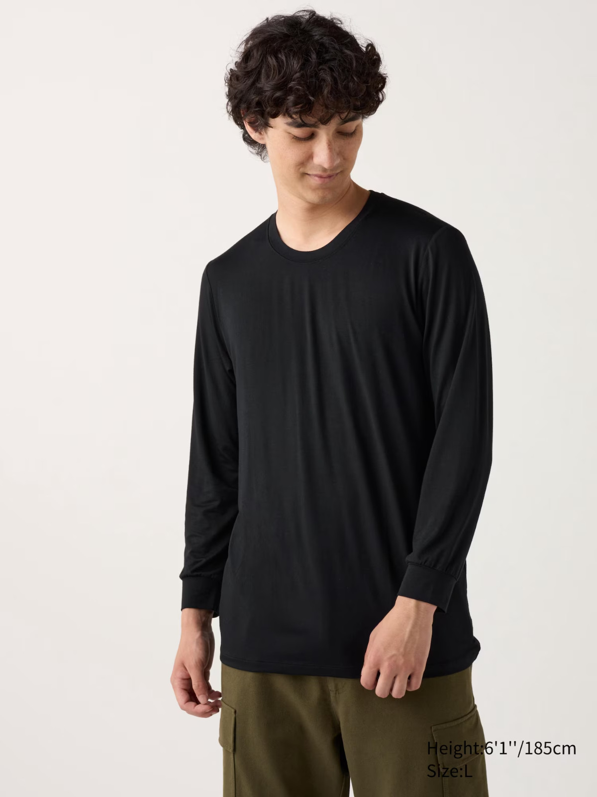 Men HEATTECH Crew Neck Long Sleeve T-Shirt UNIQLO Heat-generating material